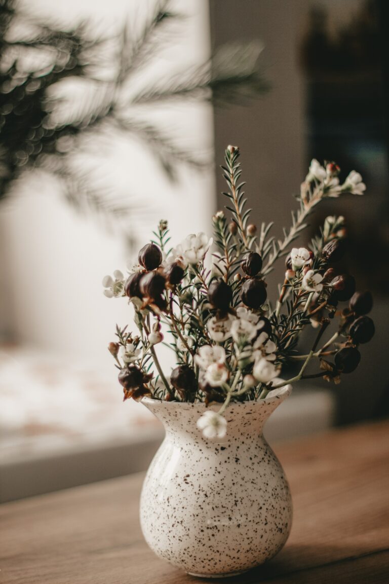 fleurs séchées décoration de table linge de maison