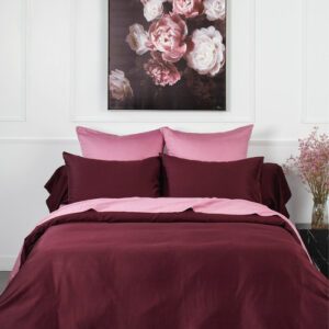 Tradition des Vosges linge de maison satin de coton nouvelle collection parure de lit rose prune